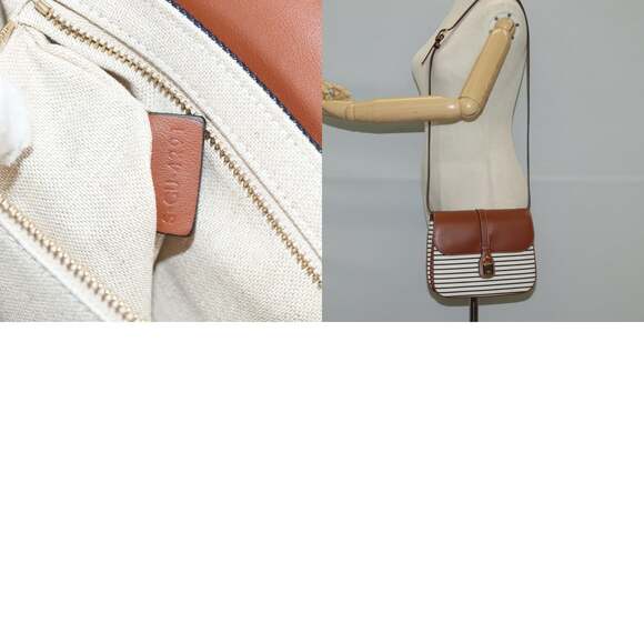 CELINE Shoulder Bag Canvas Leather Brown Gold - Picture 13 of 13